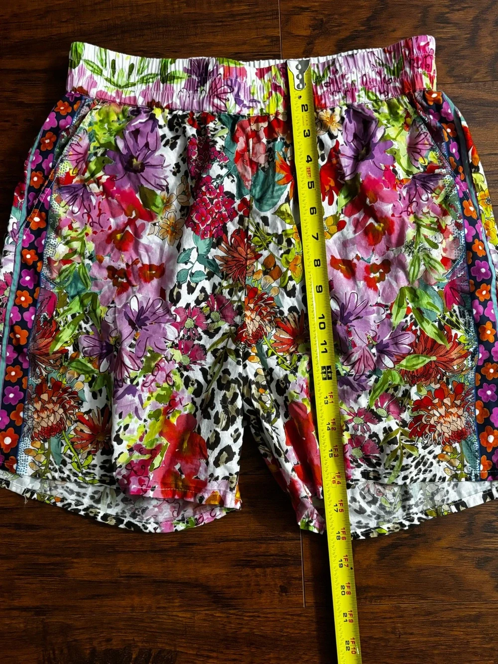 Johnny Was Two-Piece Set Puff Sleeve Top + Shorts 100% Cotton Wild Garden Floral